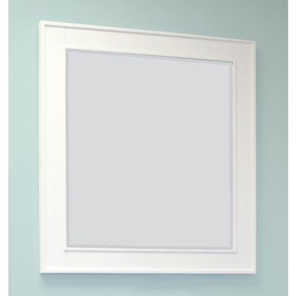 32 Inch x 34 Inch Rectangle Wood Framed Mirror in White Finish