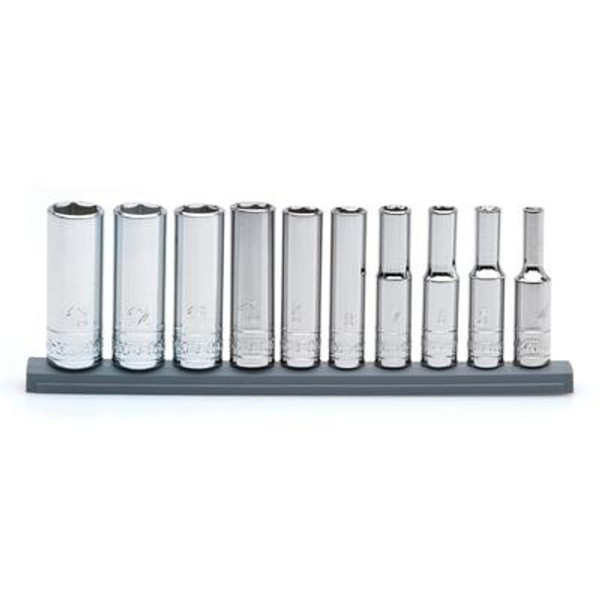 Socket Set 10 Pieces 1/4 Inch Drive Deep Metric