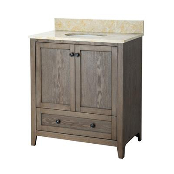 Brentwood 31-1/2 Inch Vanity in Driftwood with Engineered Stone Vanity Top in Cream