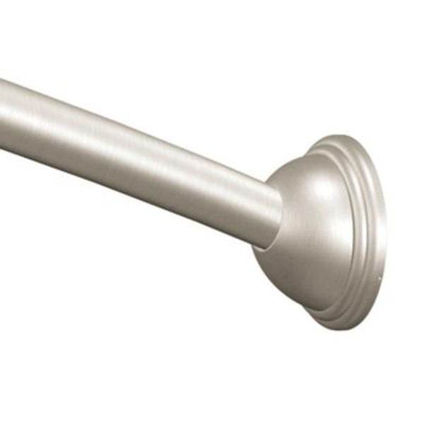 5 Feet Curved Shower Rod with Pivoting Flanges in Brushed Nickel