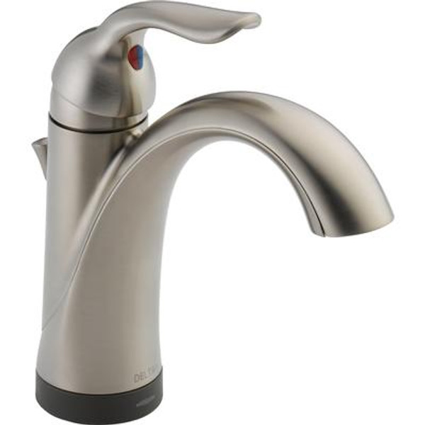 Lahara Single-Hole Single-Handle Mid-Arc Bathroom Faucet with Touch2O Technology in Brilliance Stainless