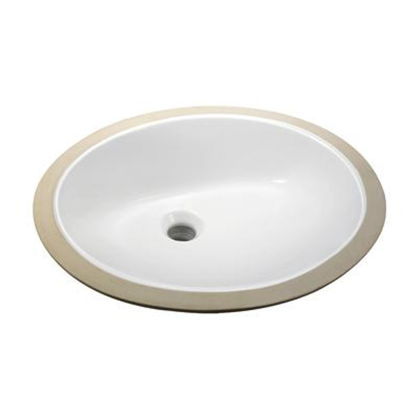 Vitreous China Oval Undermount Bathroom Sink in White