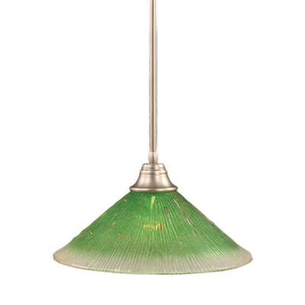 Concord 1 Light Ceiling Brushed Nickel Incandescent Pendant with a Green Crystal Glass