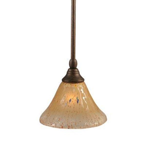 Concord 1 Light Ceiling Bronze Incandescent Pendant with an Amber Glass