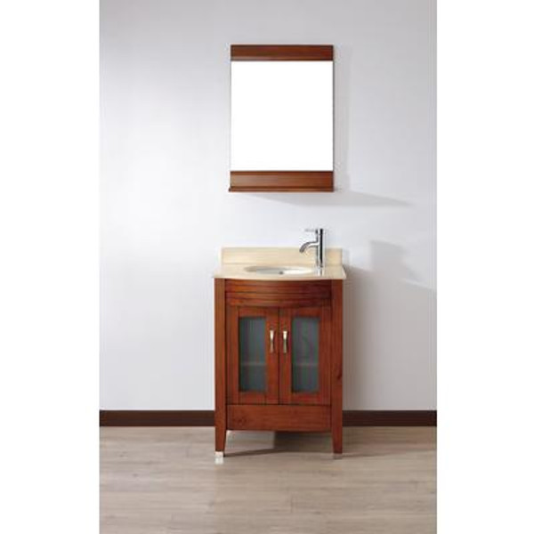 Alba 24 Classic Cherry / Beige Ensemble with Mirror and Faucet