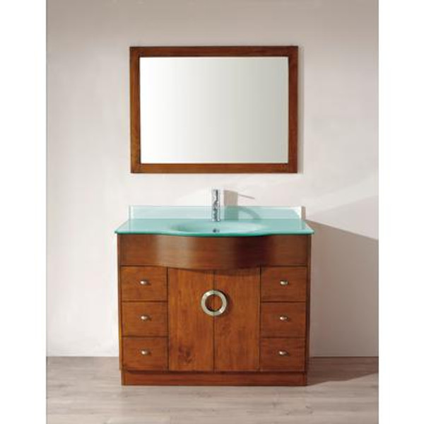 Zoe 42 Classic Cherry / Glass Ensemble with Mirror and Faucet