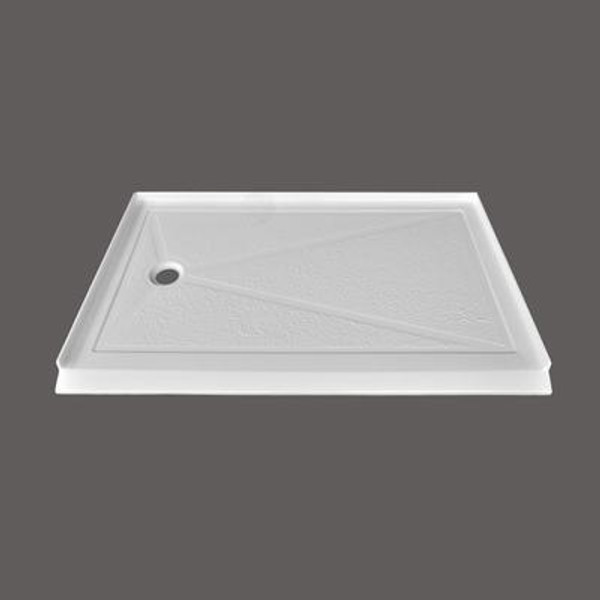 SERENE 60 X 32 Inch Barrier Free Single Threshold Shower Base with Offset Drain Left Hand Drain - Textured Bottom