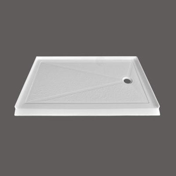 SERENE 60 X 32 Inch Barrier Free Single Threshold Shower Base with Offset Drain Right Hand Drain - Textured Bottom