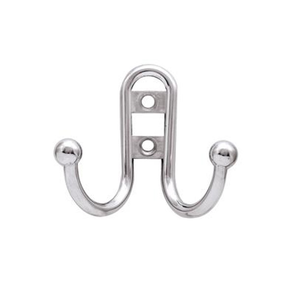 Double Robe Hook with Ball End Polished Chrome