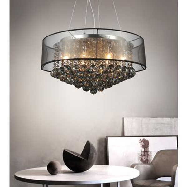 Round 24 Inch Pendent Chandelier with Black Shade