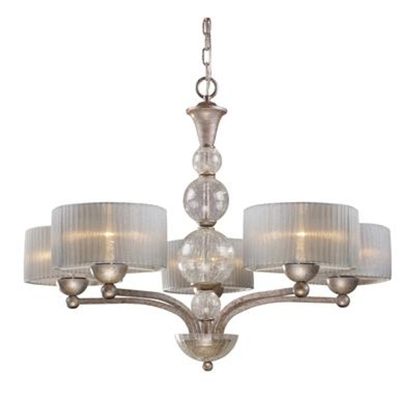 5-Light Ceiling Mount Antique Silver Chandelier