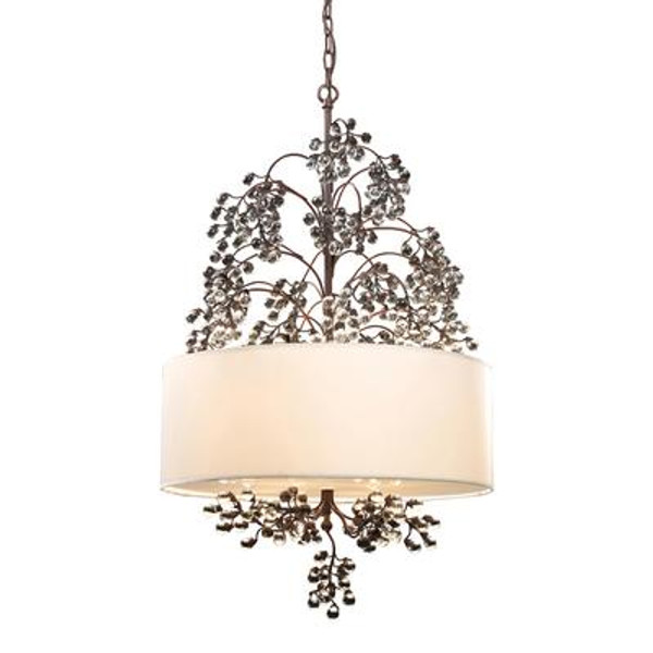 4-Light Ceiling Mount Antique Darkwood Chandelier