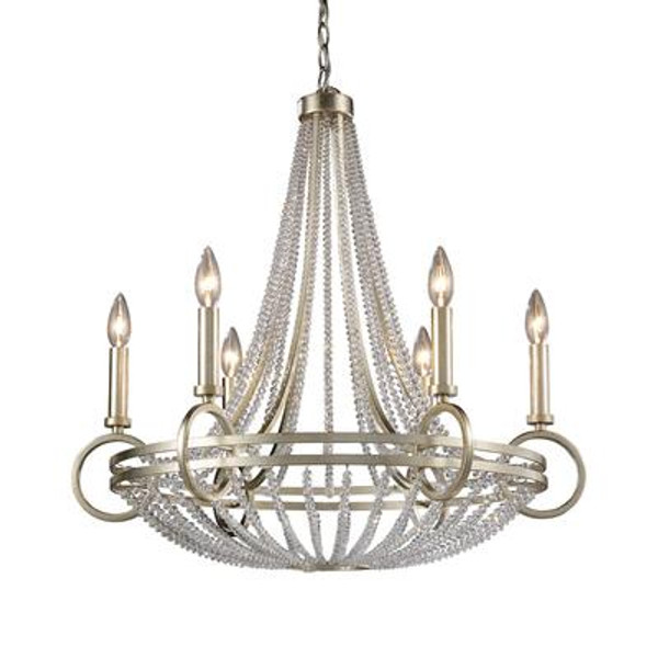 6-Light Ceiling Mount Renaissance Silver Chandelier