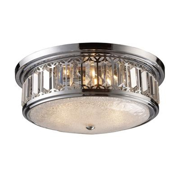 3-Light Ceiling Mount Polished Chrome Flush Mount