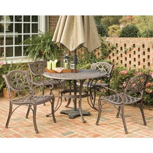 Home Styles 5PC Dining Set 48Inch Bronze Table with Four Arm Chairs