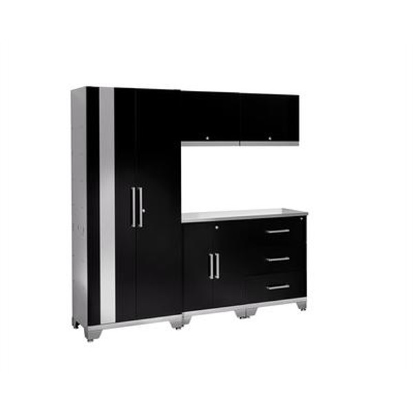 Performance Series 6 Feet 6 Inch 6 Piece Metal Cabinet Set in Black