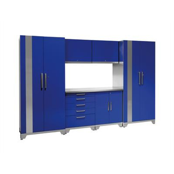 Performance Plus 10 Feet 8 Inch 7 Piece Metal Cabinet Set in Blue