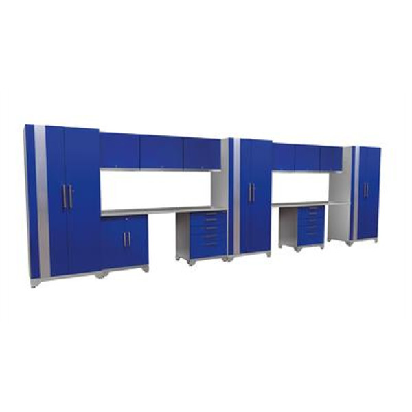 Performance Plus 23 Feet 14 Piece Metal Cabinet Set in Blue