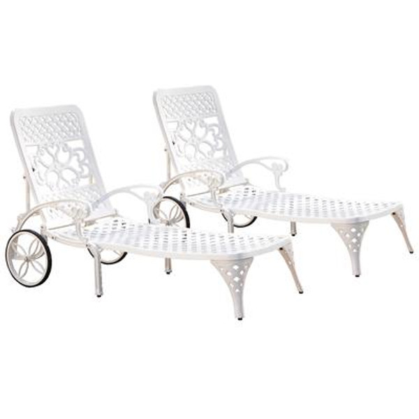 Biscayne White Chaise Lounge Chairs (2)
