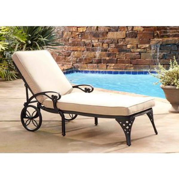 Biscayne Black Chaise Lounge Chair Taupe Cushion