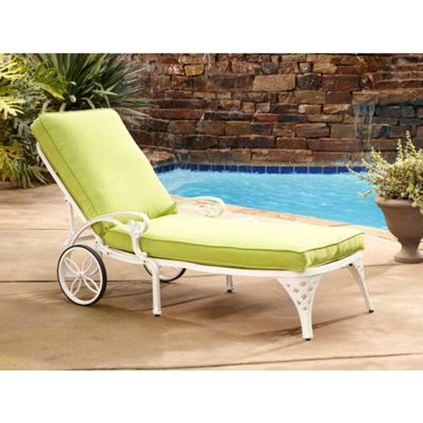 Biscayne White Chaise Lounge Chair Green Apple Cushion