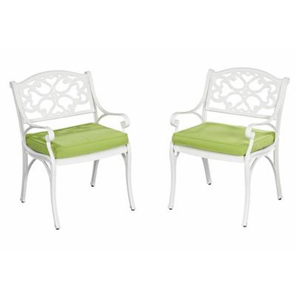 Biscayne Arm Chair Pair White Finish with Cushion