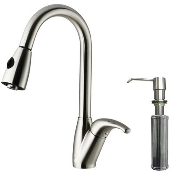 Stainless Steel Pull-Out Spray Kitchen Faucet with Soap Dispenser