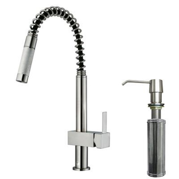 Stainless Steel Pull-Out Kitchen Faucet with Soap Dispenser