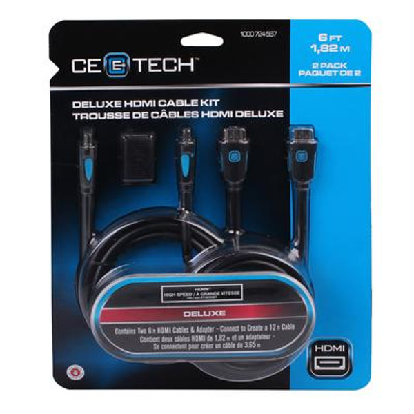 6 Feet Deluxe HDMI Cable Kit 2 Pack