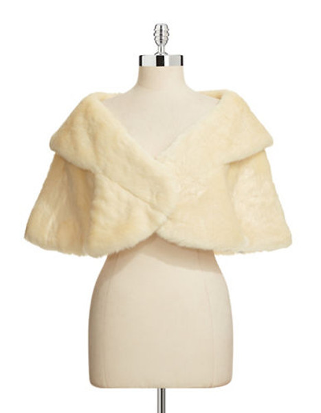 Eliza J Faux Fur Stole - White - X-Large