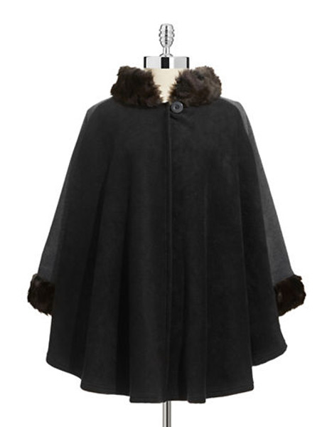 Parkhurst Karina Faux Fur Poncho - Black