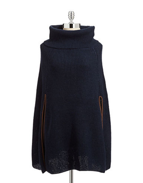 Lauren Ralph Lauren Waffle Knit Capelet - Navy