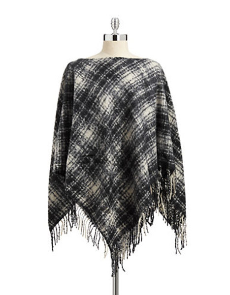 Lauren Ralph Lauren Tartan Plaid Poncho - Black/Ivory