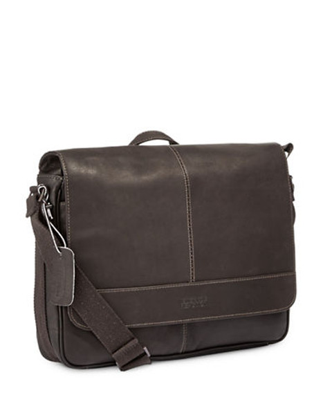 Kenneth Cole Reaction Leather Messenger Bag - Dark Brown