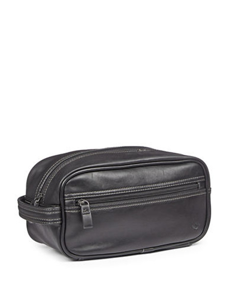 Dockers Faux Leather Top Zip Travel Pouch - Black