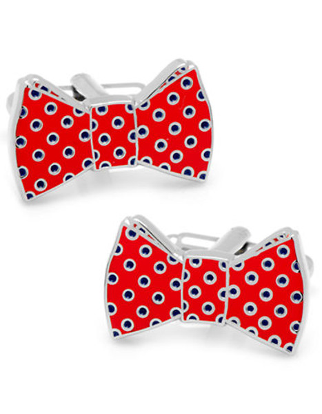 Cufflinks Inc. Red and Navy Polka Dot Bowtie Cufflinks - Red