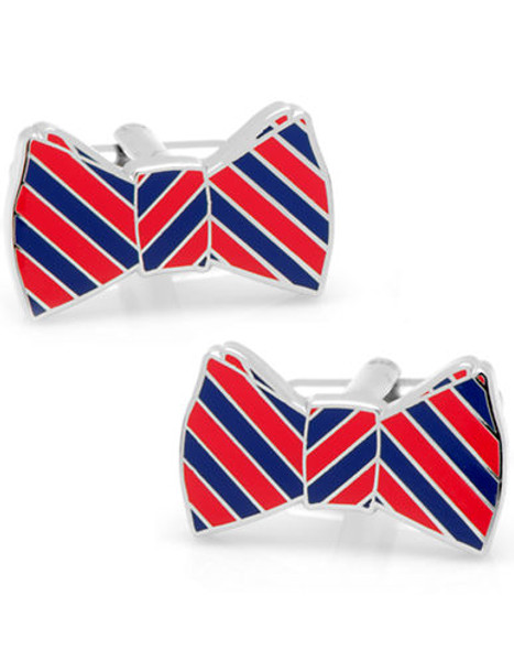 Cufflinks Inc. Red and Navy Striped Bowtie Cufflinks - Red