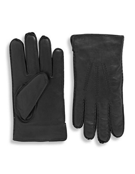 Polo Ralph Lauren Cashmere Lined Leather Gloves - Black - Medium