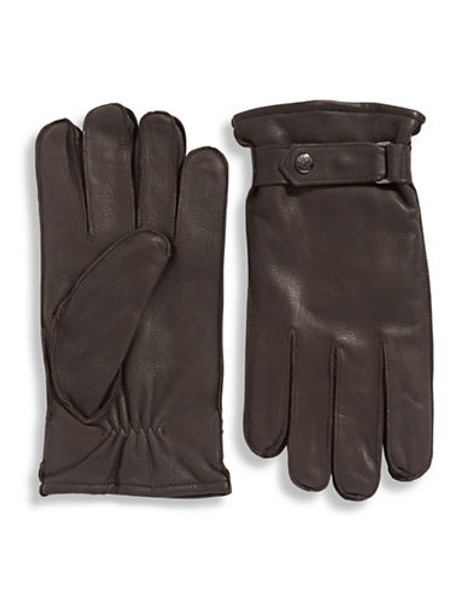 Black Brown 1826 10 Inch Cashmere Lined Deerskin Gloves - Brown - Medium