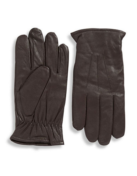 Black Brown 1826 10 Inch Cashmere Lined Leather Gloves - Brown - Medium