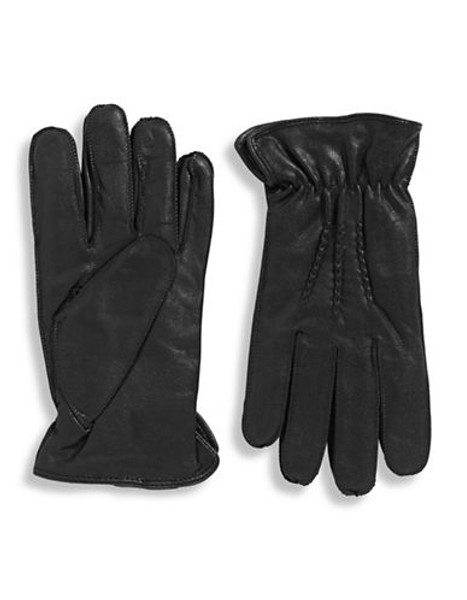 Black Brown 1826 9.5 Inch Faux Fur Lined Leather Gloves - Black - Medium