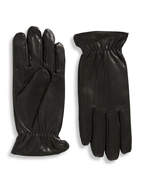 Isotoner 10 Inch Three Point Leather Gloves - Black - Medium