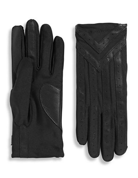 Isotoner Leather Blend Thinsulate Stretch Gloves - Black - Large/X-Large