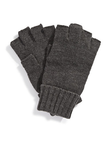 Black Brown 1826 Ribbed Fingerless Gloves - Grey