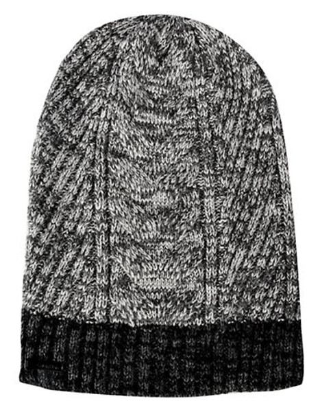Calvin Klein Slouchy Cable Knit Beanie - Black/Charcoal
