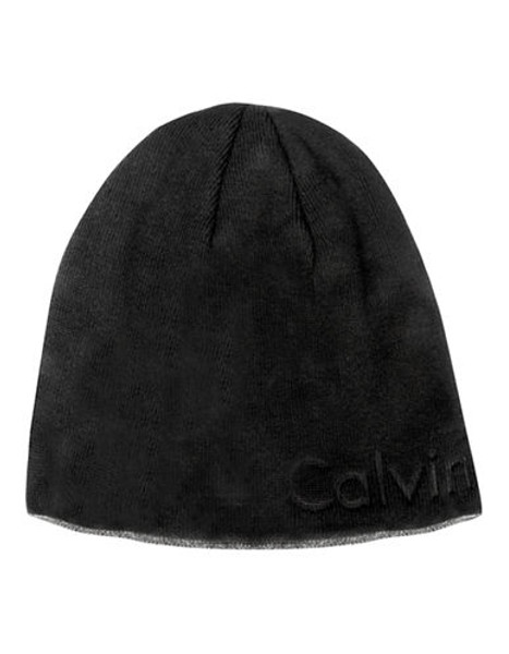 Calvin Klein Embossed Logo Reversible Beanie - Black