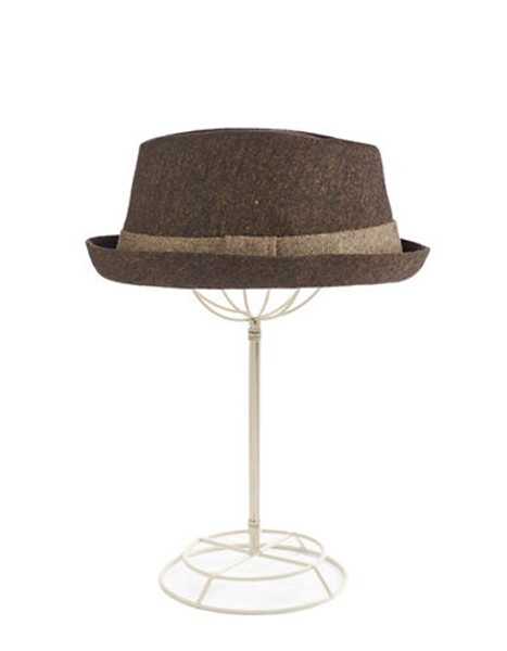Crown Cap Wool Blend Porkpie Hat - Brown - Large/X-Large