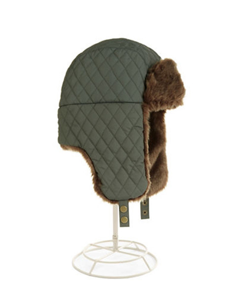 London Fog Quilted Aviator Cap - Green - Medium/Large