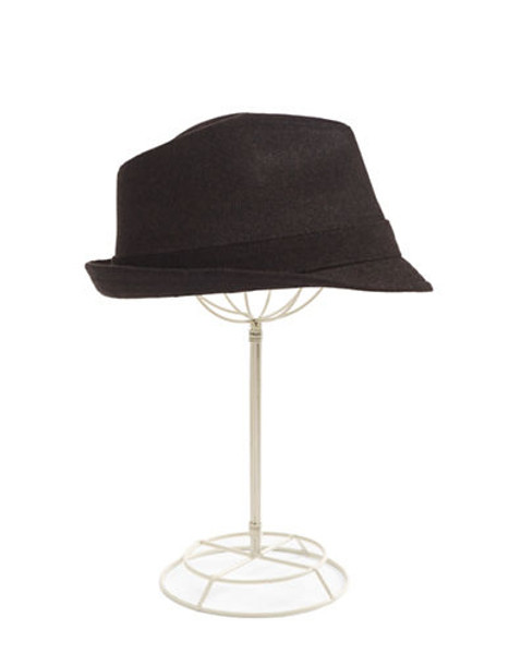 London Fog Woven Fedora - Brown - Large