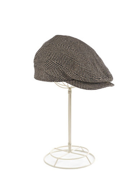 Crown Cap Herringbone Newsboy Cap - Grey - X-Large